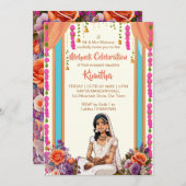 Indische Hochzeit niedlicher Braut in Rosa Einladung (Vorne/Hinten)