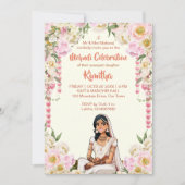 Indische Hochzeit niedlicher Braut in Rosa Einladung (Vorderseite)