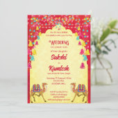 Indische Hochzeit Rajasthani Kamele bunt Einladung (Stehend Vorderseite)
