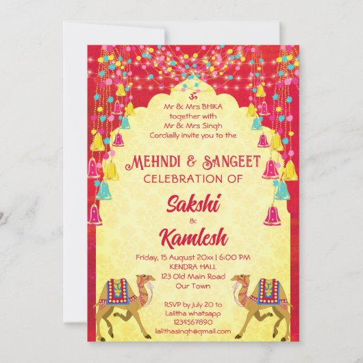 Indische Hochzeit Rajasthani Kamele Vorlage (Vorderseite)