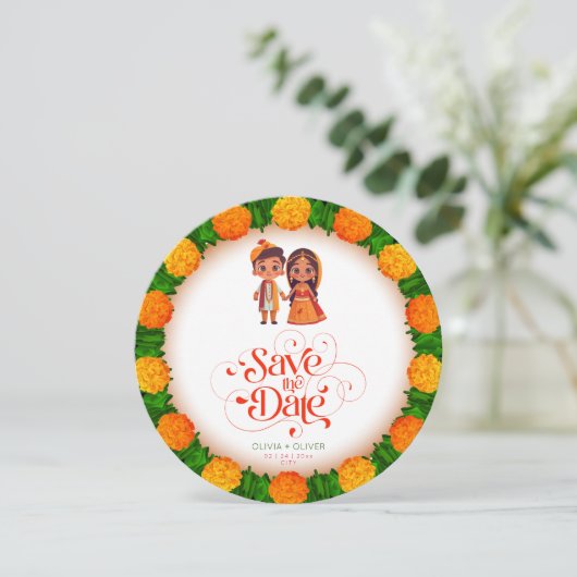 Indische Hochzeit rettet das Datum Save The Date (Stehend Vorderseite)