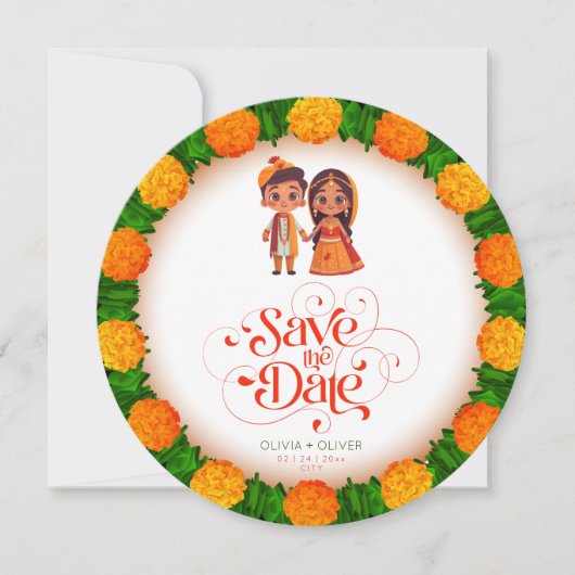 Indische Hochzeit rettet das Datum Save The Date (Vorderseite)