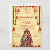 Indische Hochzeit Rot und Gold Einladung (Vorderseite)