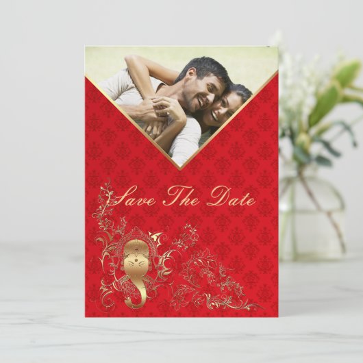 Indische Hochzeit - Save the Date Karte (Stehend Vorderseite)