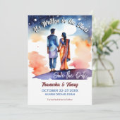 Indische Hochzeit speichern das Datum, an dem sie  Einladung (Stehend Vorderseite)