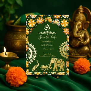 indische Hochzeit speichern das Datum Gold indisch Folieneinladung