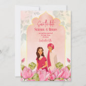 Indische Hochzeit speichern das Datum lotus bridal Einladung (Vorderseite)