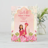 Indische Hochzeit speichern das Datum lotus bridal Einladung (Stehend Vorderseite)