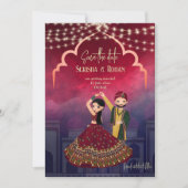 Indische Hochzeit speichern das Datum niedlichen B Einladung (Vorderseite)