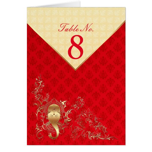 Indische Hochzeit - Tischnummer Card (Vorne)