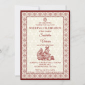 Indische Hochzeit traditionelles Maroon Mandala Mu Einladung (Vorderseite)