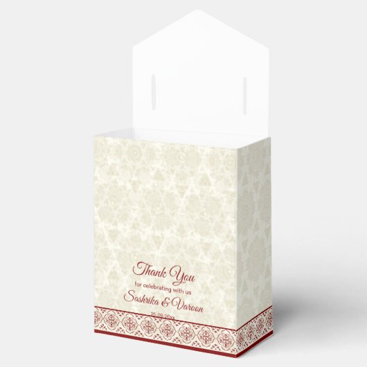 Indische Hochzeit traditionelles Maroon Mandala Mu Geschenkschachtel (Geöffnet)