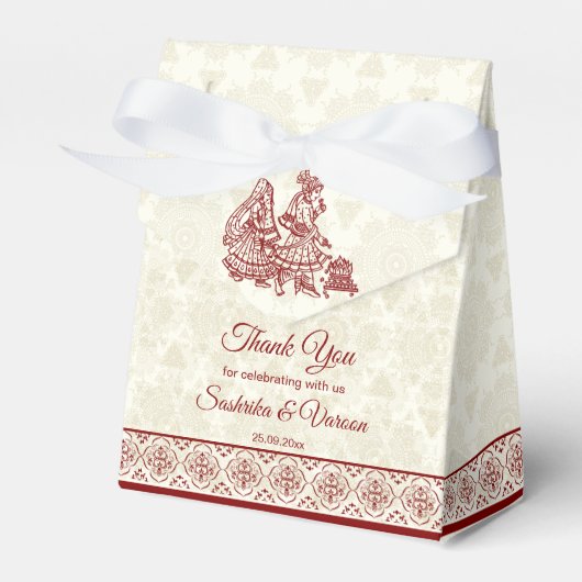 Indische Hochzeit traditionelles Maroon Mandala Mu Geschenkschachtel (Vorderseite)