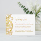 Indische Hochzeit wünschend gut, Gold Paisley Begleitkarte (Stehend Vorderseite)