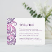 Indische Hochzeit wünschend gut, Lila & rosa Paisl Begleitkarte (Stehend Vorderseite)