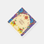Indische Hochzeitelefanten-Blaumuster personalisie Serviette (Ecke)