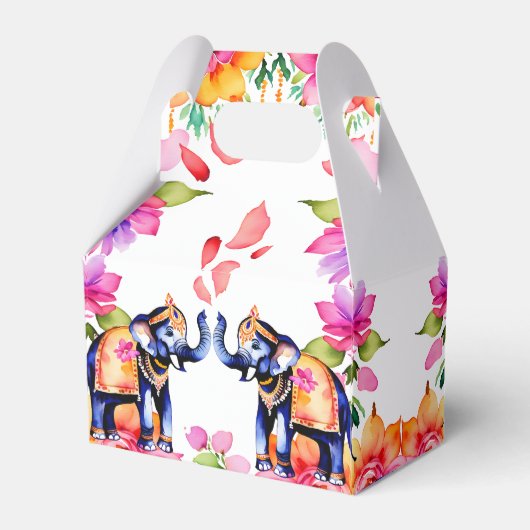 Indische Hochzeitelefanten tanzen Blume Geschenkschachtel (Rückseite)