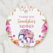 Indische Hochzeitelefantenpink-Blume bevorzugen Geschenkanhänger (Vorderseite)