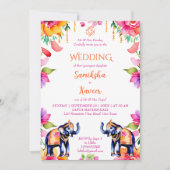 Indische Hochzeitelefantenvorlage für Blume Einladung (Vorderseite)