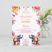 Indische Hochzeitelefantenvorlage für Blume Einladung (Stehend Vorderseite)