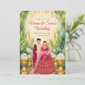 Indische Hochzeitkarte Digital Hindu Hochzeit einl Einladung (Stehend Vorderseite)