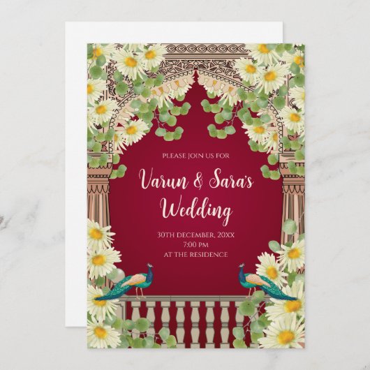 Indische Hochzeitkarte Digitale Hindueinladungen Einladung (Vorne/Hinten)