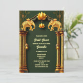 Indische Hochzeitlanterns bordeauxrote goldene ele Einladung (Stehend Vorderseite)