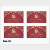 Indische Hochzeitsadresse Labels, blau und Gold Rechteckiger Aufkleber (Blatt)