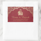 Indische Hochzeitsadresse Labels, blau und Gold Rechteckiger Aufkleber (Tasche)