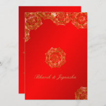 Indische Hochzeitseinladung der Red and Gold Blume