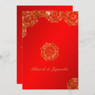 Indische Hochzeitseinladung der Red and Gold Blume Einladung