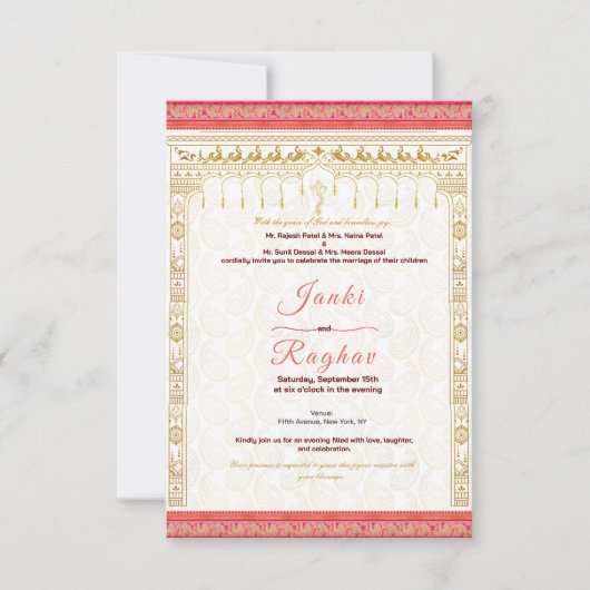 Indische Hochzeitseinladung Einladung (Vorderseite)