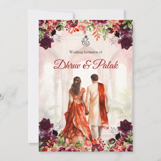 Indische Hochzeitseinladung Hindu Hochzeitseinladu Einladung (Vorderseite)