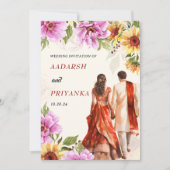 Indische Hochzeitseinladung Hindu Hochzeitseinladu Einladung (Vorderseite)