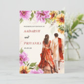 Indische Hochzeitseinladung Hindu Hochzeitseinladu Einladung (Stehend Vorderseite)