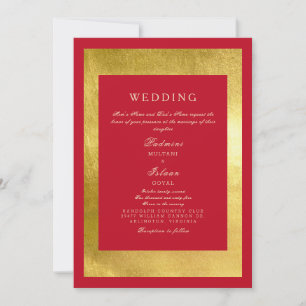 Indische Hochzeitseinladung im roten und goldenen Einladung