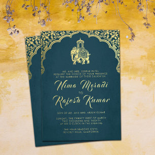 Indische Hochzeitseinladung Rot Gold Ganesha Folieneinladung