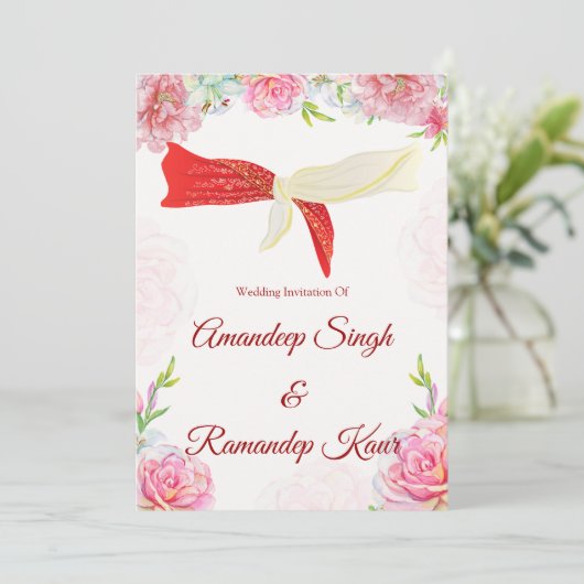 Indische Hochzeitseinladung Sikh Hochzeit lädt ein Einladung (Stehend Vorderseite)