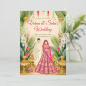 Indische Hochzeitseinladung und indische Hochzeits Einladung (Stehend Vorderseite)