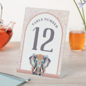 Indische Hochzeitselphant-Tischnummer Sockelschild (In Situ)