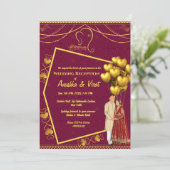 Indische Hochzeitsempfehlung Einladung (Stehend Vorderseite)