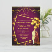 Indische Hochzeitsempfehlung Einladung (Stehend Vorderseite)