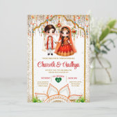 Indische Hochzeitsfeier Roka Hindu Bollywood Indie Einladung (Stehend Vorderseite)