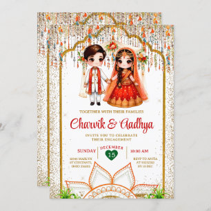 Indische Hochzeitsfeier Roka Hindu Bollywood Indie Einladung