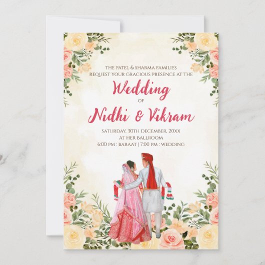 Indische Hochzeitskarten & Hindu Hochzeitseinladun Einladung (Vorderseite)