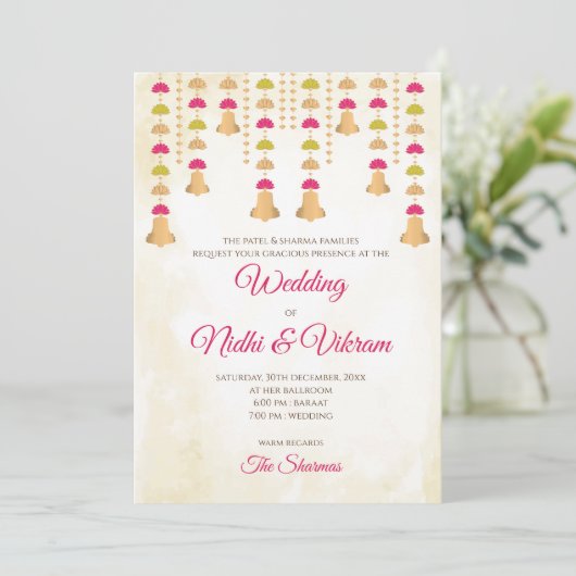 Indische Hochzeitskarten & Hochzeitskarten Einladung (Stehend Vorderseite)