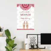 Indische Hochzeitsmaroon-Mandalas willkommen Poster (Heimbüro)