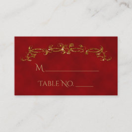 Indische Hochzeitsschulen in Rot und Gold Peacock Platzkarte