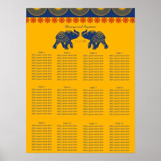 Indische Hochzeitstiftelefanten Poster (Vorne)