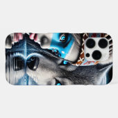 Indische Indianer und Wolf-Reflektionsszene iPhone Hülle (Rückseite (Horizontal))